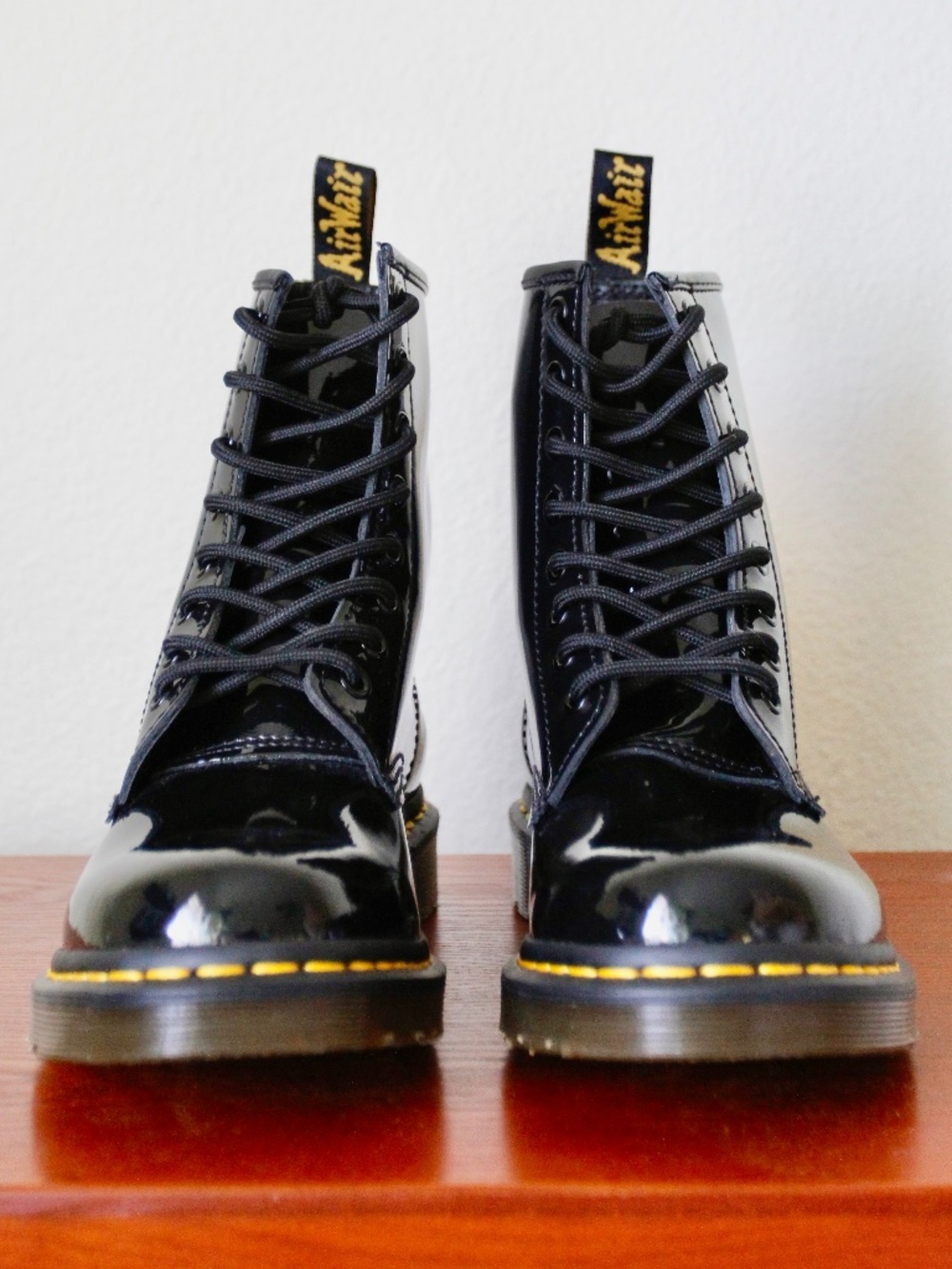 Dr. Marten Patent Leather Black Combat Boots US Sz 8 Women's